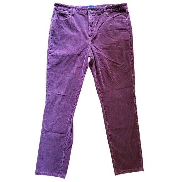 Talbots Pants Women's 14 Plum High Rise Straight Leg Stretch Corduroy - Picture 2 of 5